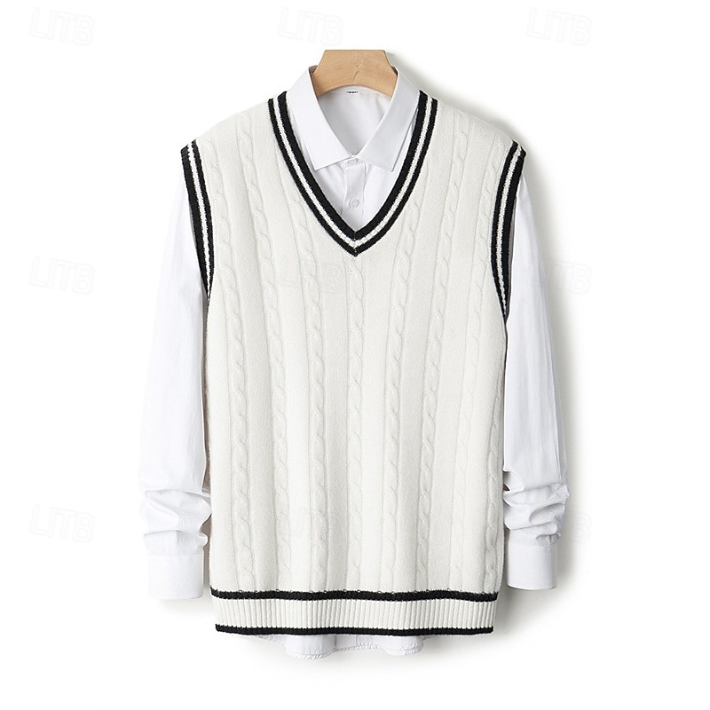 Ανδρικό γιλέκο από κασμίρ υψηλής ποιότητας με λαιμόκοψη V από καθαρό μαλλί, κλασικό πλεκτό πουλόβερ, απαλό, ζεστό, αναπνεύσιμο 2026 - $116.99 –P1