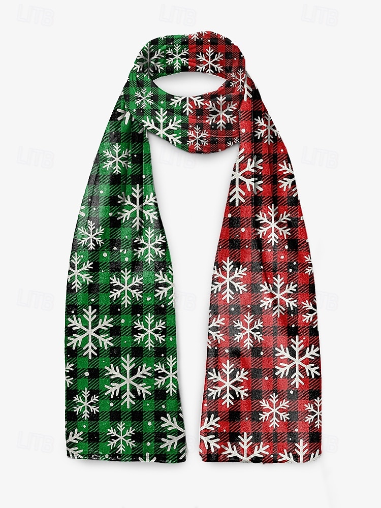 Écharpe de Noël en velours pour femme - tissu doux et moelleux orné de multiples motifs festifs, idéale pour les fêtes et la mode hivernale de 2026 ? $14.99 –P9