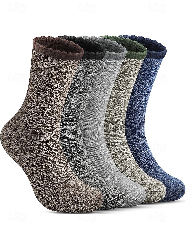 Pánské bavlněné termo ponožky - měkké, teplé, 5 párů, ideální na zimu, outdoorové aktivity a jako vánoční dárek 2026 - $14.99 –P2