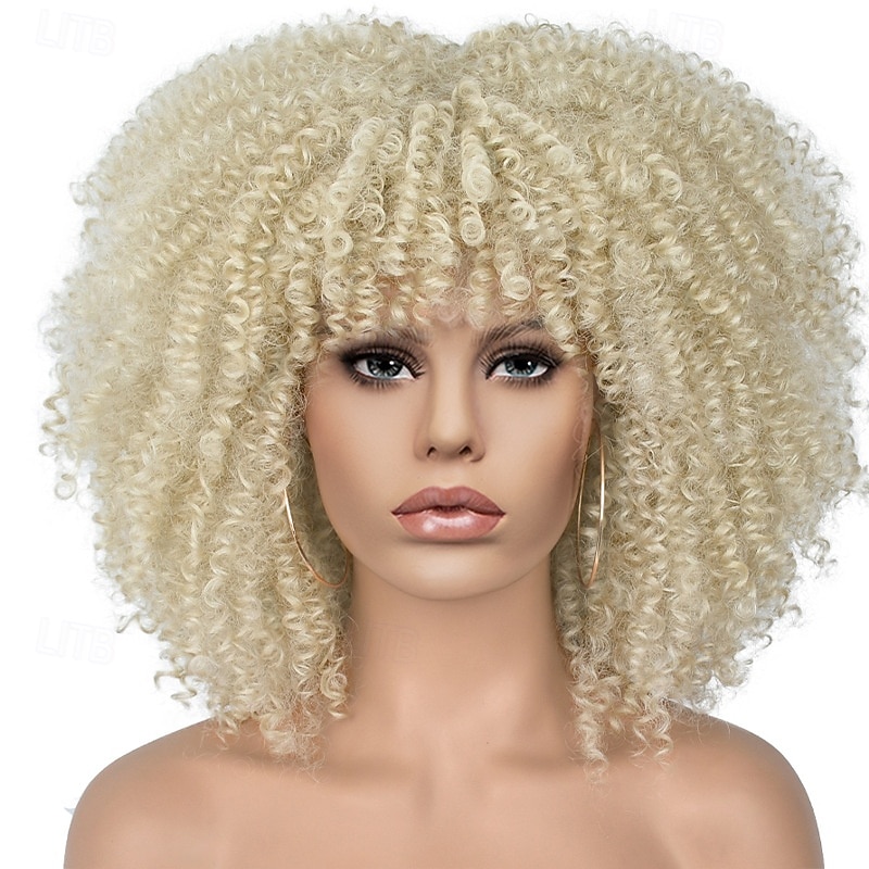 Carnival Wig 2026 Blonde Pink Red Afro Afro Curly Short Synthetic Festival Wig Mardi Gras Parade Cosplay Costume Hair for Women 2026 - $23.99 –P19