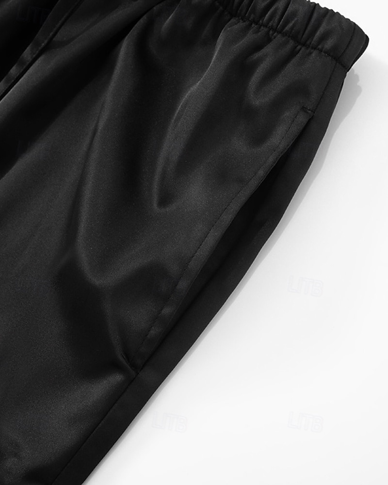 Damen Satinhosen Weites Bein Chinos Hosen Hose Streetwear Lässig Volle Länge Mittlere Taillenlinie Einfach Kordelzug Tasche Bequem Unelastisch Täglich Outdoor Schwarz Sommer Frühling Lässiger Schnitt 2026 - $27.99 –P8