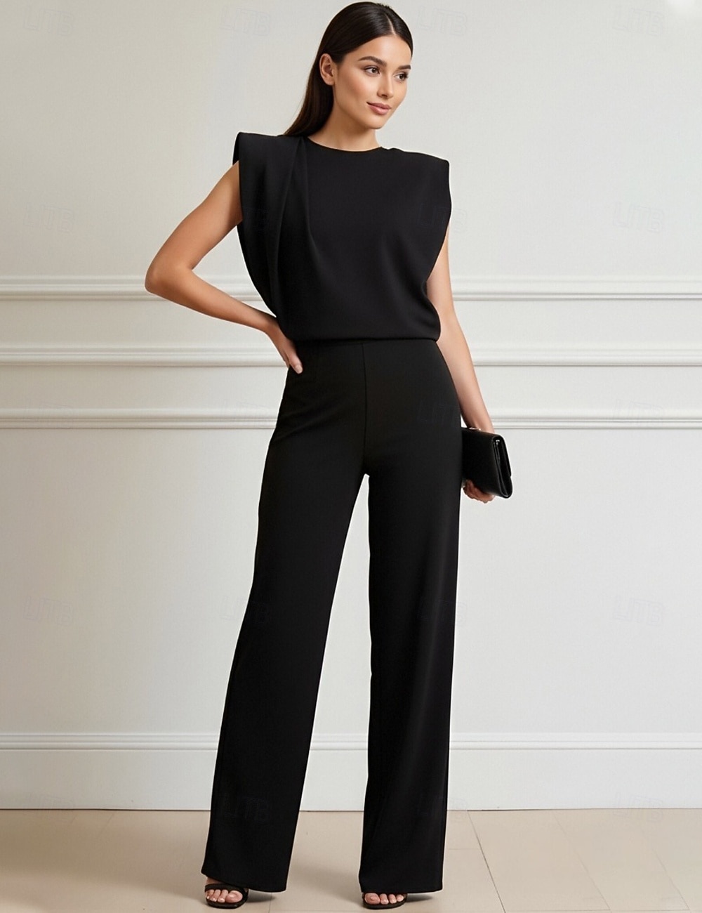 Overalls Bodenlang Brautmutterkleid Ärmellos U-Boot-Ausschnitt Elegant Einfach Formell Hochzeitsgast Formeller Abend Stretchstoff mit Einfarbig 2026 - $153.99 –P1