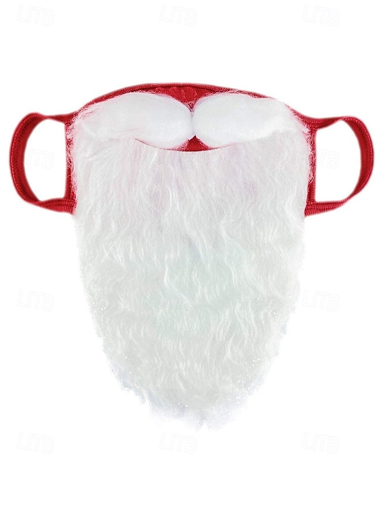 Мужской рождественский комплект из шапки Санты и маски с бородой, красная плюшевая шапка с белым мехом, удобная маска для лица, аксессуар для праздничного костюма для рождественских вечеринок и праздничных мероприятий 2026 - $11.99 –P5