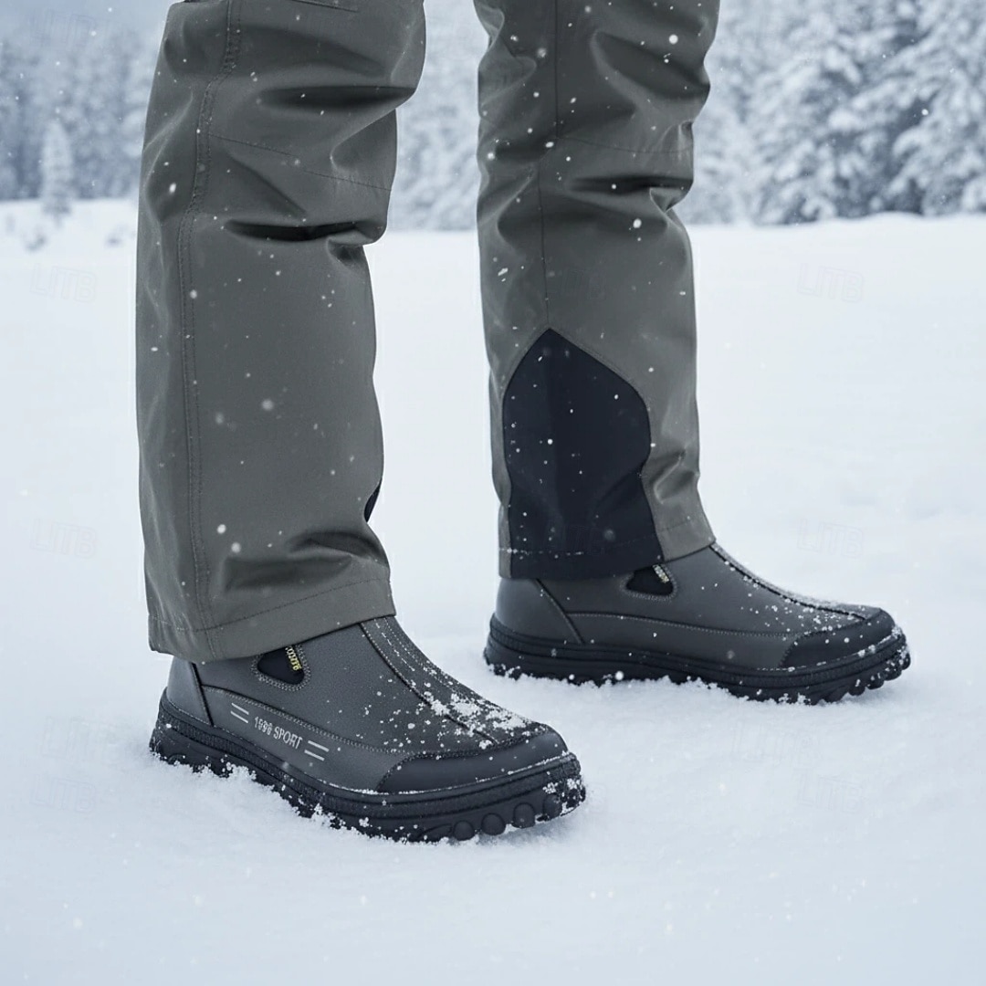 Botas masculinas pretas impermeáveis e sem cadarço – isolamento térmico com pele sintética macia, perfeitas para uso no inverno e passeios casuais de 2026 por $29.99 –P2