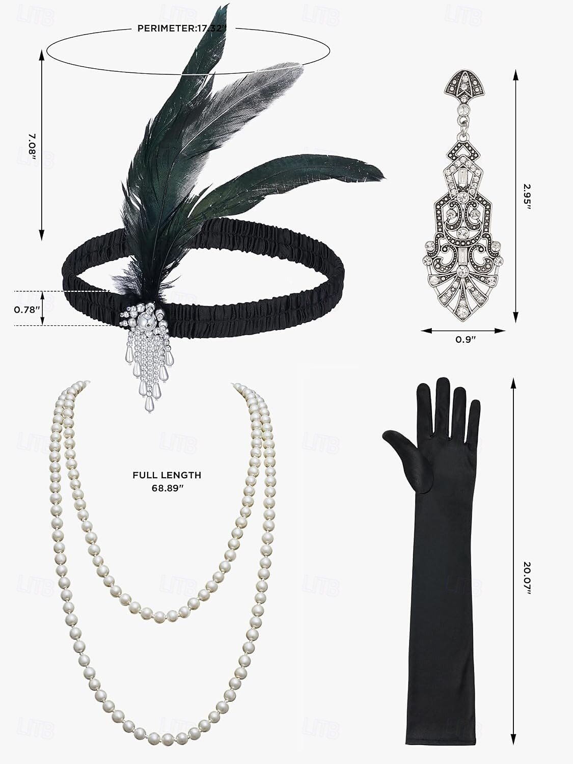 Set Goldene Zwanziger 1920er Knielang Kleid Flapper Kleid Outfits mit Zubehör Ärmellos Der große Gatsby Charleston Pailletten Quastenfransen Feder V Ausschnitt Kostüm Damen Karneval Neujahr Maskerade 2026 - $62.99 –P9