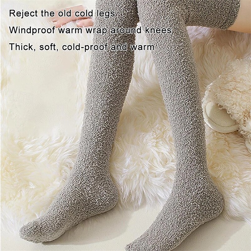 Women Knee High Fuzzy Socks Soft Long Thigh High Warm stockings Cozy Slipper Plush Socks 2026 - $13.99 –P6