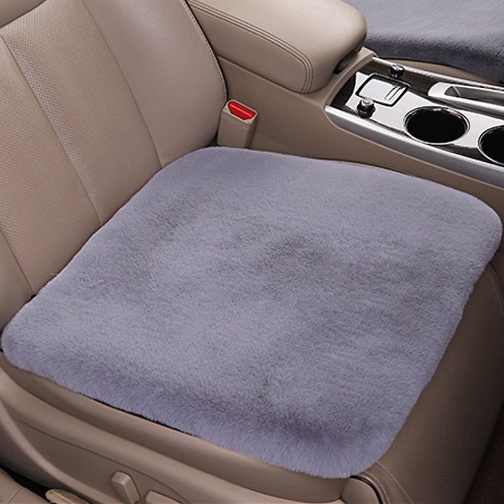 Подушка на сиденье автомобиля из разноцветного плюша с мехом кролика, теплая, зимняя, квадратная, из толстой шерсти, для водителя или второго пилота, универсальный чехол 2026 - $22.99 –P2