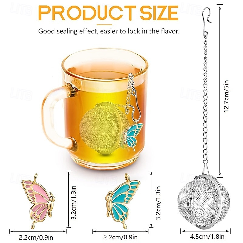 2 PCS Tea Balls for Loose Tea with Charm Loose Tea Steeper Stainless Steel Mesh Tea Infuser Tea Ball with Pendant Tea Strainer Tea Infusers 3D Butterfly Pendant Tea Diffusers for Girls Women 2026 - $11.99 –P3