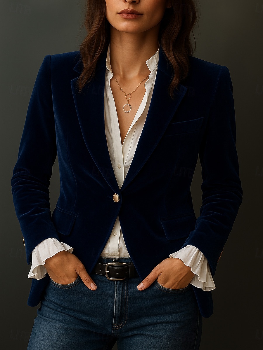 نسائي سترة مريح متنفس Buttons كاجوال سهل المكتب شارع فضفاض مناسب للبس اليومي الأمام مفتوح عادية طوي عادي كم طويل ملابس خارجية نبيذ أزرق البحرية أخضر الخريف الشتاء 2025 - $67.99 –P3