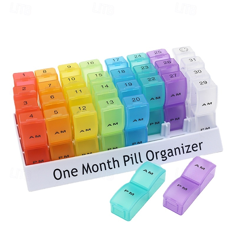 Měsíční organizér na léky 2krát denně, krabička na léky na 31 dní s přihrádkami dopoledne a odpoledne, velký měsíční organizér na léky na vitamíny a doplňky stravy &léky, cestovní pouzdro na léky, bez 2026 - $22.99 –P9