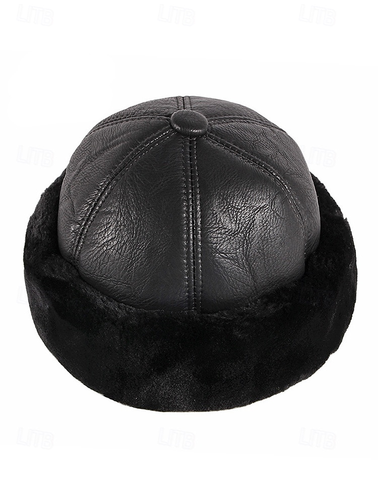 Herre vinterlue med pelsfôr i kunstskinn – varm, stilig og komfortabel for kaldt vær – perfekt for utendørsaktiviteter og hverdagsbruk 2026 - $18.99 –P4