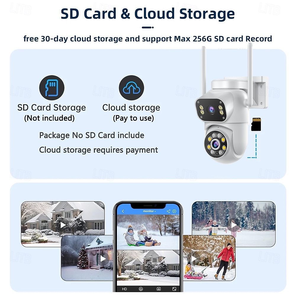 Outdoor Surveillance Camera 360 Pan-Tilt WiFi 4MP Full HD Audio/Visual Alarms & Light Motion Detection IP66-Rated Night Vision 10x Zoom Two-Way Audio SD Card/Cloud Storage Super Easy Installation 2025 - $35.99 –P4