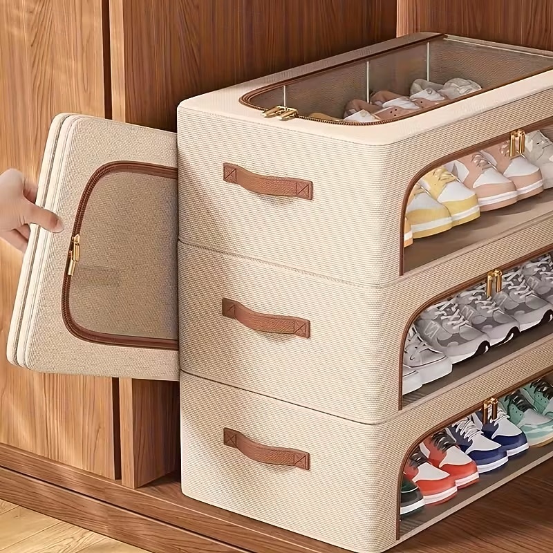 Foldable Window Shoe Cabinet - Stackable Under-Bed Storage Organizer with Clear Front Compartments, Space-Saving Shoe Rack for Closet, Bedroom, Entryway, Sturdy Construction for Sneakers, Heels, Boots 2026 - $10.99 –P4