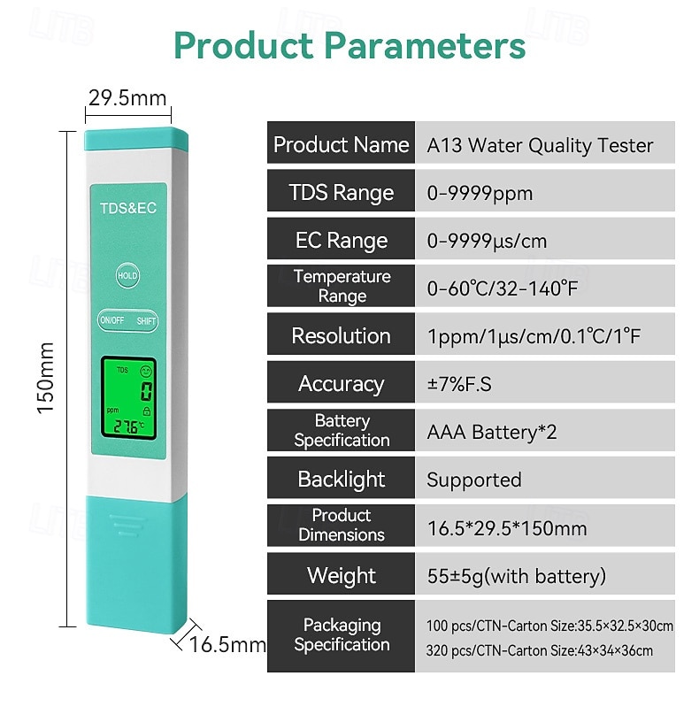 Digital Water Quality Tester Pen 3-in-1 Professional Tds Water Tester Pen Measures Tds Levels Conductivity And Temperature Suitable For Drinking Water Hydroponics Aquariums And Swimming Pools 2025 - $15.99 –P11