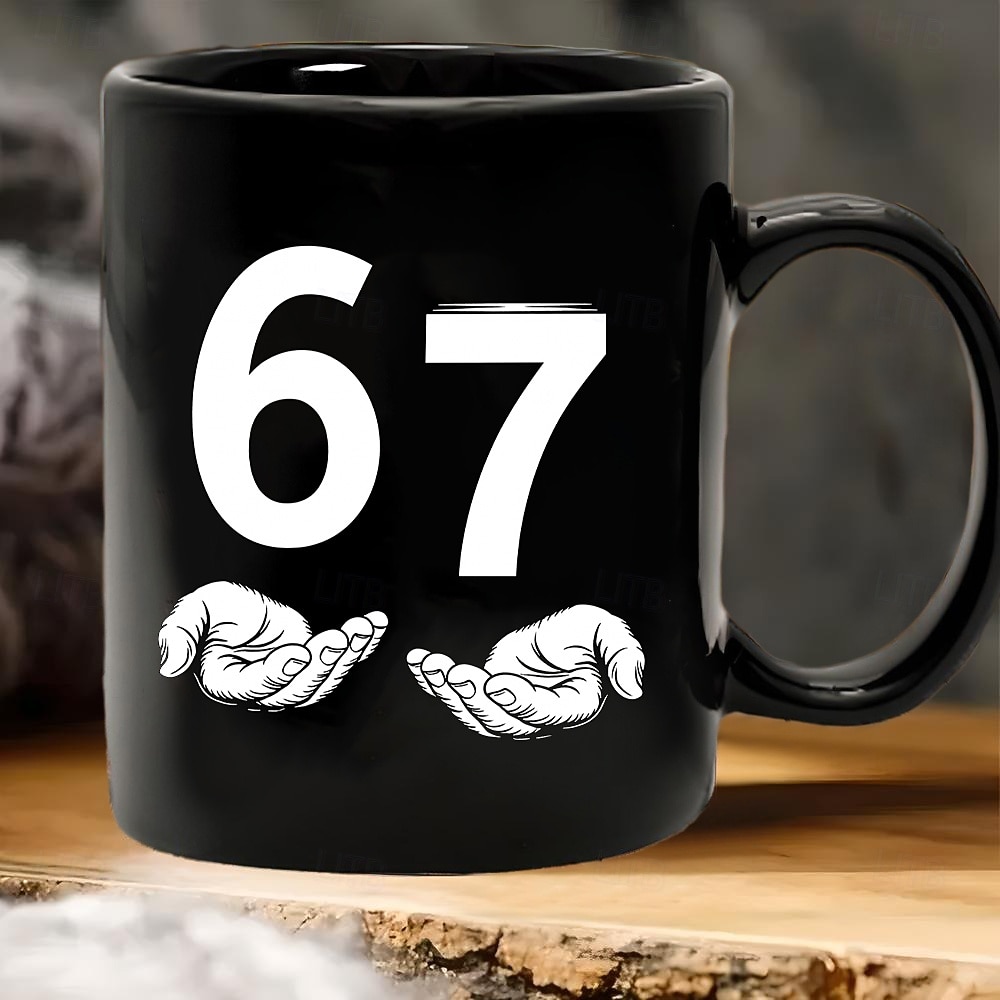 67 meme-krus morsom gave kaffekrus hysterisk morsomt talldesign med åpne hender perfekt gaveidé til kaffeentusiaster unik bursdags- eller høytidsgaveidé 2026 - $16.99 –P5