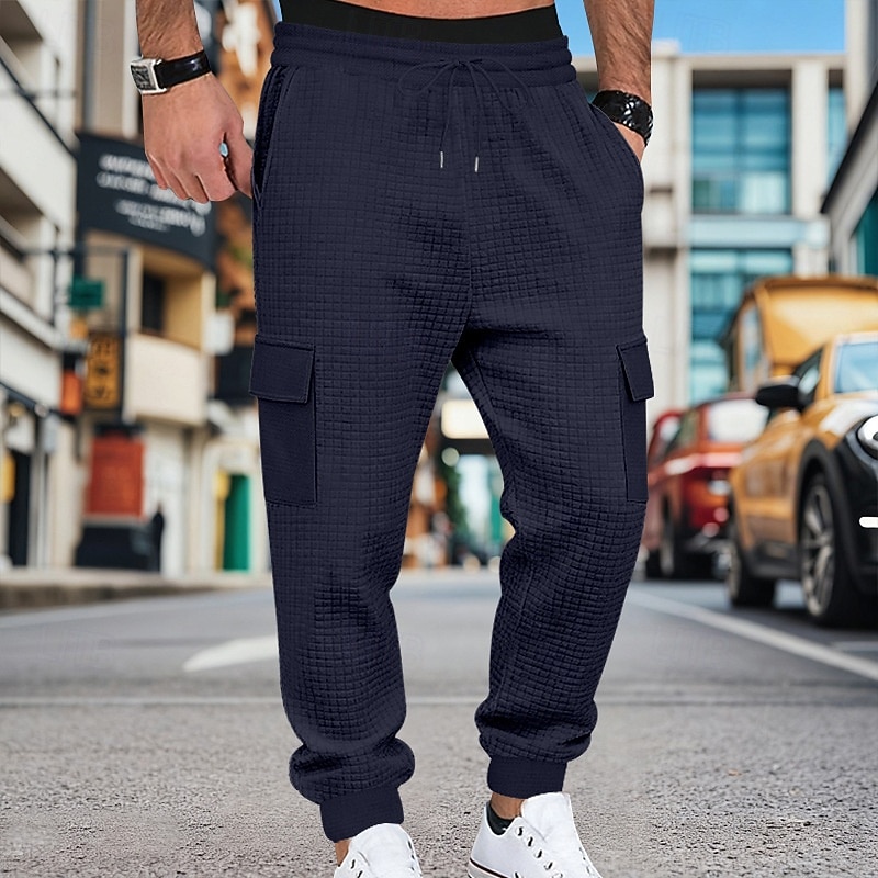 Bărbați Pantaloni de sport cargo Pantaloni Sport Joggeri Pantaloni Pantaloni Waffle Cordon Buzunar Talie elastică Simplu Confort Απαλό Zilnic În aer liber Concediu Vacanță Modă Negru Verde Militar 2026 - $25.99 –P11