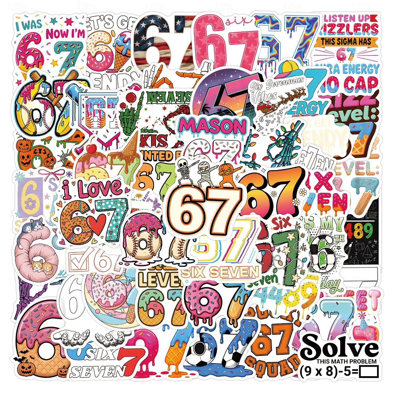 53 Stück Aufkleber mit 67 nummerierten Motiven, lustige Aufkleber mit Pop-Sprüchen, perfekt zum Dekorieren von Handy, Wasserflaschen, Scrapbooks, Tagebüchern, Autos, Laptops und Fahrrädern. 2026 - $10.49 –P1