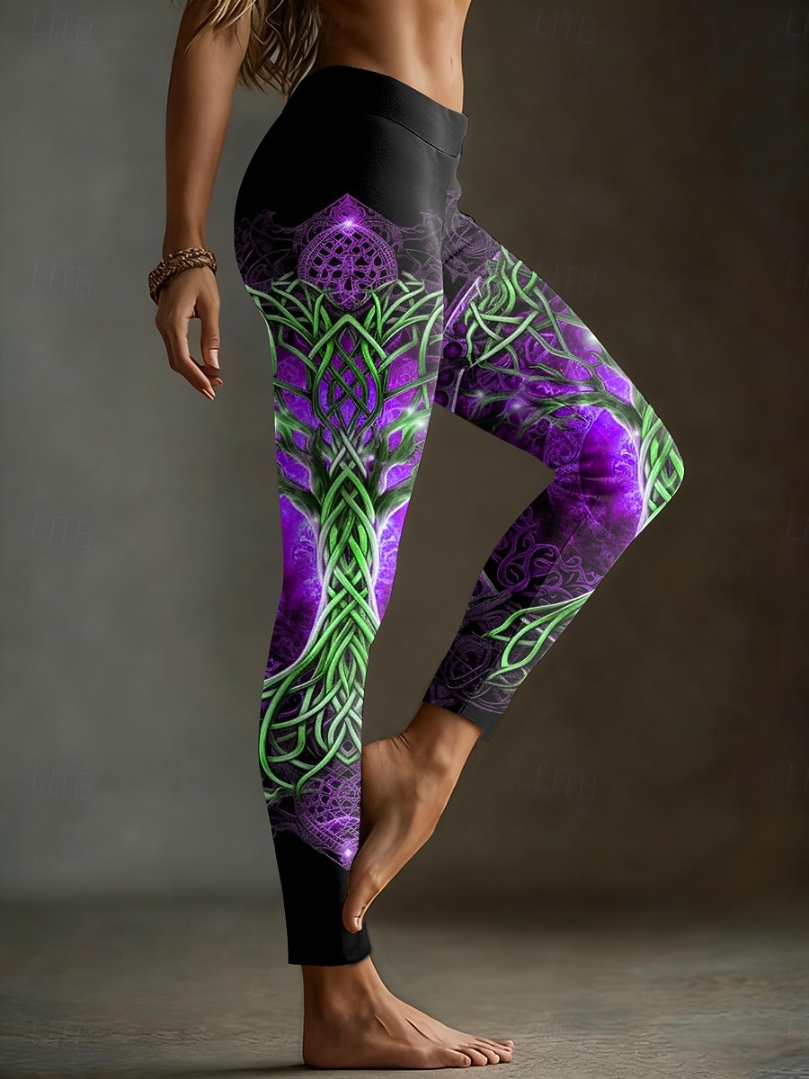 Dame Leggings Ferie Årgang Etnisk stil Full lengde Høy Midje Grafisk Abstrakt 3D-utskrift Hurtigtørkende Pusteevne Myk Elastisk Gate treningsklær Daglig Blå Oransje Grønn Ametyst Høst Vinter Slank 2025 - $19.99 –P2