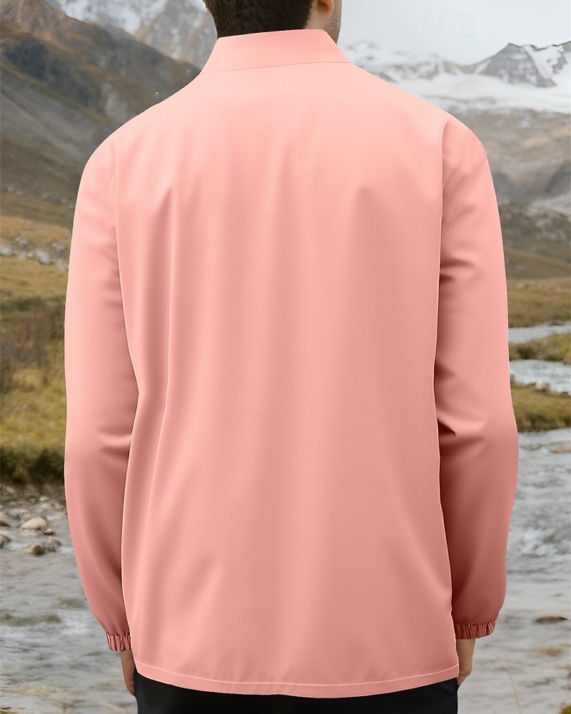 Hombre Chaqueta al aire libre Chaqueta para senderismo Vacaciones Diario Resistente al Viento Mantiene abrigado Bolsillo Otoño Invierno Plano Moda Clásico Escote Chino Regular Amarillo Claro Negro 2026 - $36.99 –P16