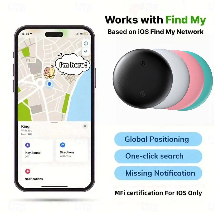 Smart Air Tracker For IOS Find My (IOS Only) Same Size With Original IOS Tag  Compatible With AirTag Case Keychain Silicone Holder Item Locator Key Finder For Pets Bags Luggage Bicycle Cars Anti-Los 2026 - BHD 7.25 –P1