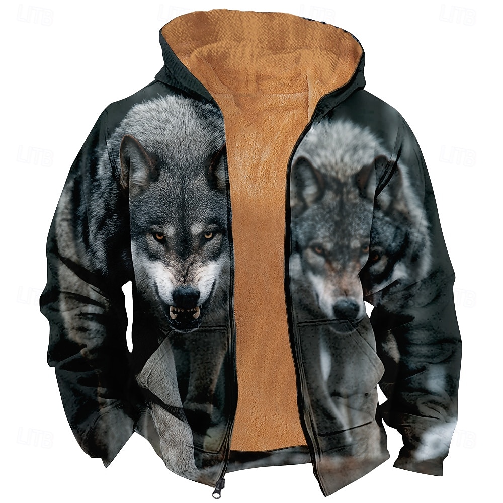Homme Loup Polaire Sweat à capuche Veste Sweatshirt Classique Militaire Chasse manche longue Col ras du cou Extérieur Camping Noir Bleu de minuit Gris Gris 2 Zip Up Automne Hiver Designer S M L XL de 2026 ? $41.99 –P4