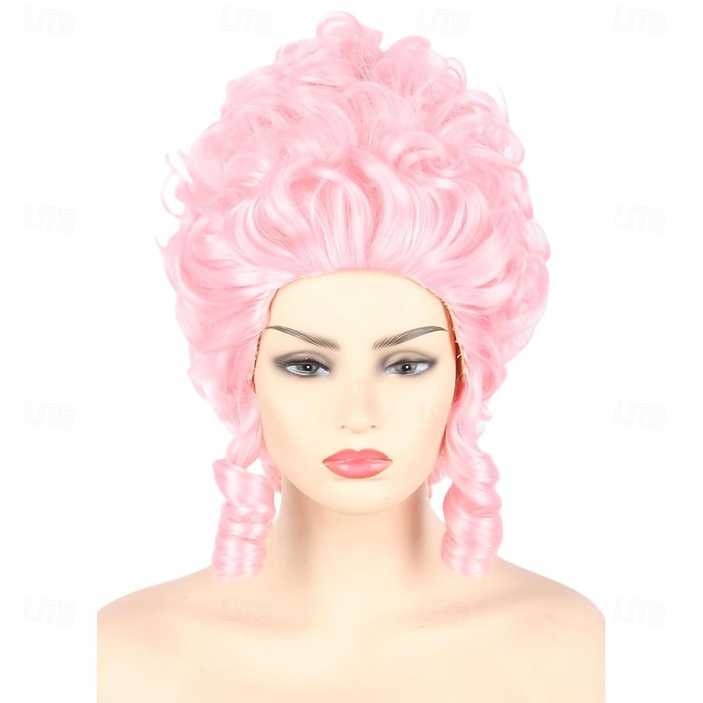 Rózsaszín púderes méhkas drag queen paróka nőknek lányos bouffant barokk reneszánsz paróka rövid göndör 2026 - $24.99 –P1