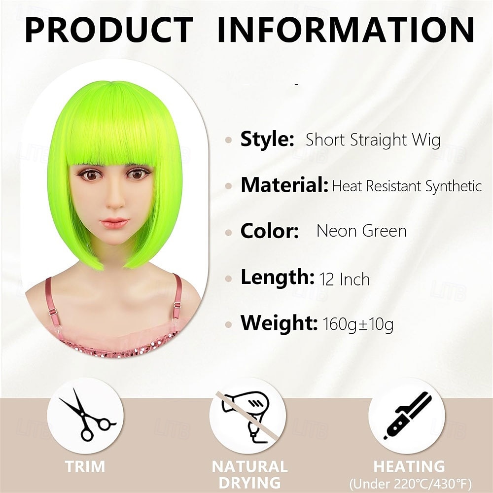 Carnavalpruik 2026 Rood Blauw Wit Recht Bob Kort Synthetische festivalpruik Mardi Gras Parade Cosplay Kostuum Haar voor Dames 2026 - $21.99 –P2