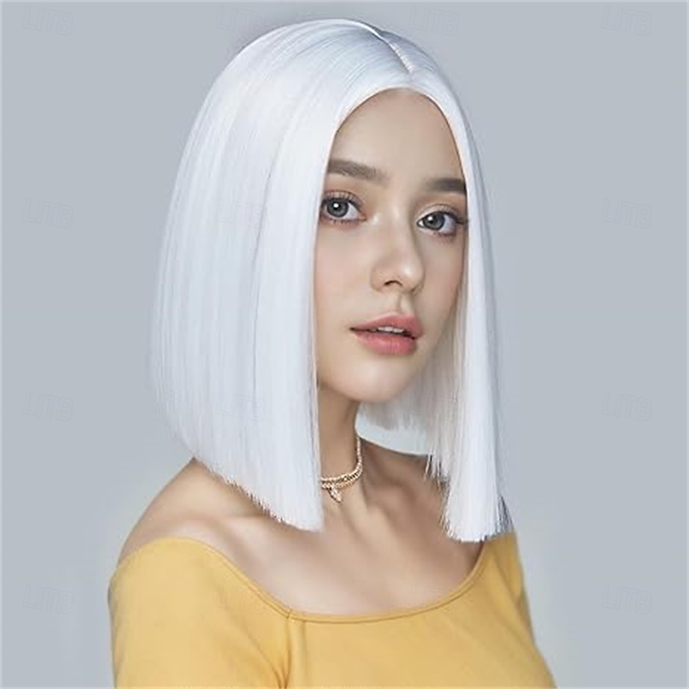 Peruca de Carnaval 2026 Rosa Vermelho Preta Liso Bob Curto Peruca sintética para festivais Mardi Gras Parada Cabelo para fantasia de cosplay para Feminino de 2026 por $21.99 –P3