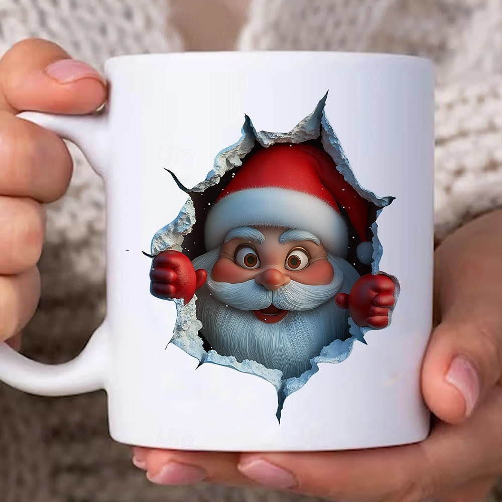 Забавный рождественский подарок, кружка, 3D-мем с разбитой кофейной чашкой, подарок для мужчин, женщин и подростков, модный мем с кружкой Санта-Клауса, подарок на праздничную вечеринку. 2026 - $15.99 –P3