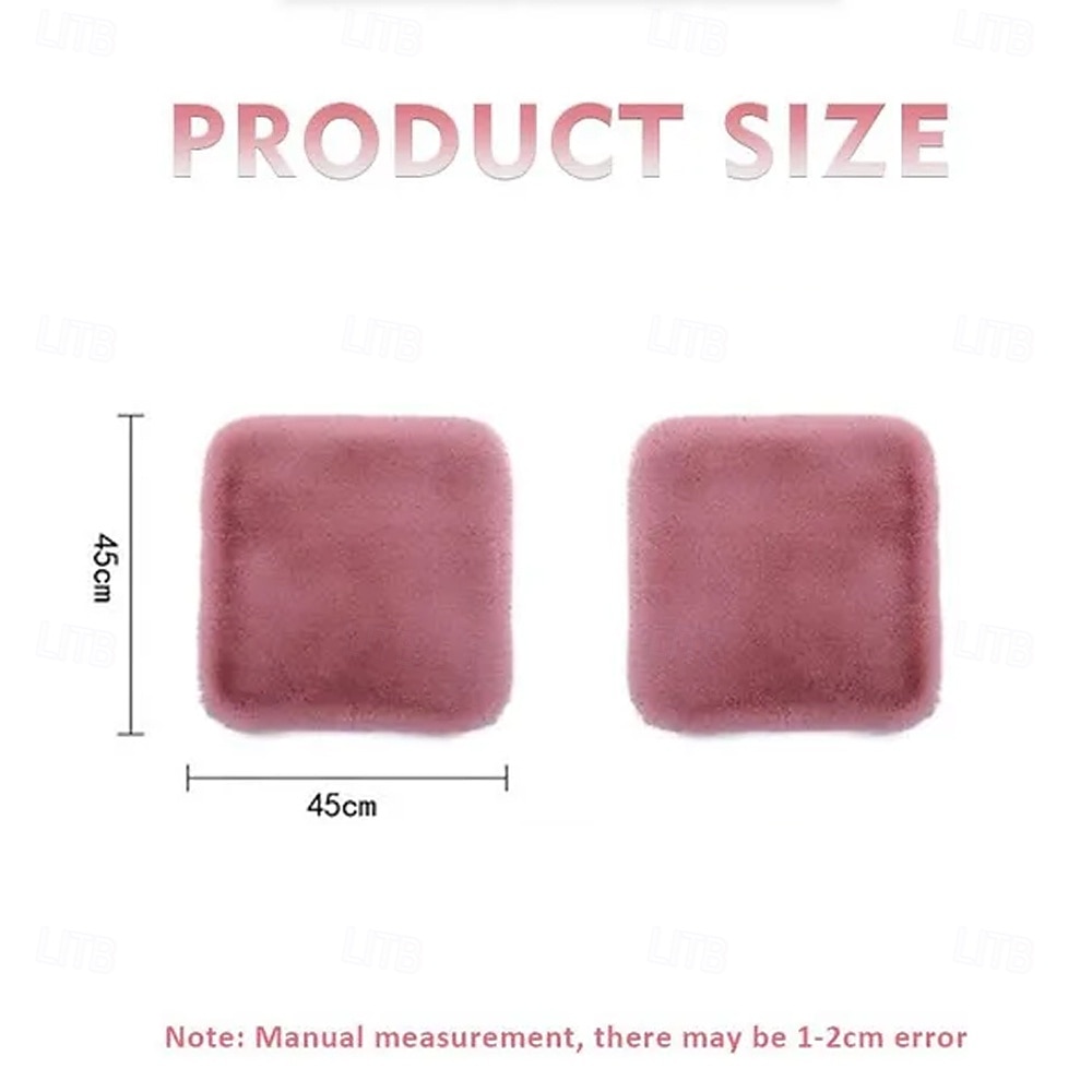 Подушка на сиденье автомобиля из разноцветного плюша с мехом кролика, теплая, зимняя, квадратная, из толстой шерсти, для водителя или второго пилота, универсальный чехол 2026 - $22.99 –P10