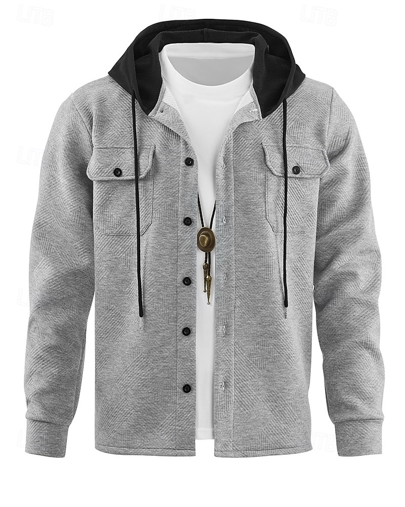 Homme Veste Légère Veste Décontractée Veste à Capuche Extérieur Occasionnel Avec Poches Automne Hiver Bloc de Couleur Streetwear Quotidien À capuche Régulier Noir Blanche bleu marine Kaki Grise Veste de 2026 ? $33.99 –P16