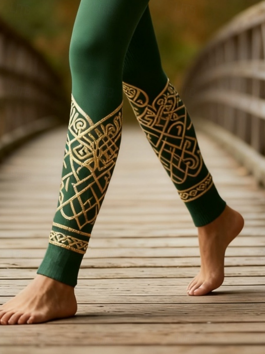 Damen Vikinger Leggings Gemütliche Leggings Urlaub Vintage Ethno-Stil Volle Länge Hohe Taille Grafik Drucken Bequem Hohe Elastizität Lässig Täglich Urlaub Grün Frühling Herbst Schmale Passform 2026 - $21.99 –P4