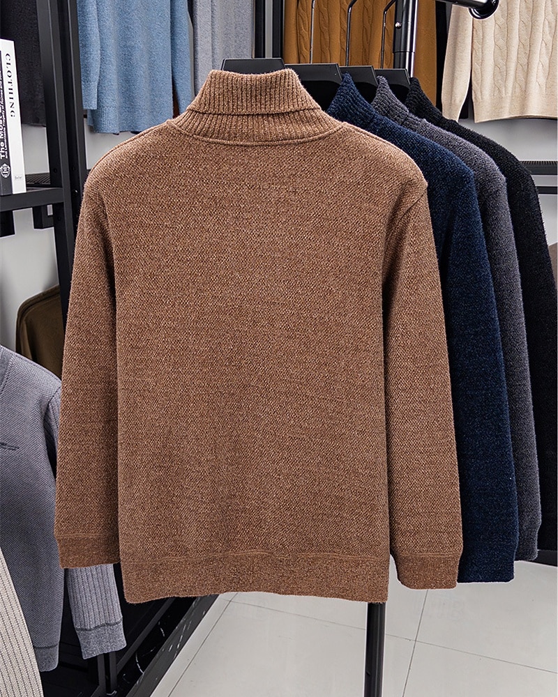 Herren Pullover Fleece Pullover Strickpullover Gerippt Stricken Normale Oberteile Gestrickt Einfach Rollkragen Mode Basic Urlaub Alltagskleidung Bekleidung Herbst Winter Schwarz Marineblau M L XL 2026 - $35.99 –P3