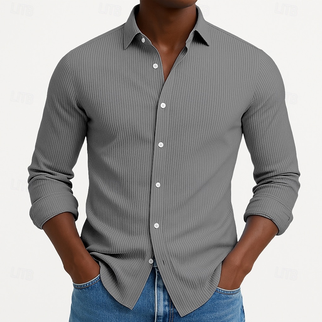 Homme Chemise Chemise en velours côtelé Chemise Boutonnée bleu marine manche longue Uni Col Rabattu Occasionnel Quotidien Boutonné Vêtement Tenue Coton Mode Streetwear Classique Occasionnel de 2026 ? $25.99 –P11