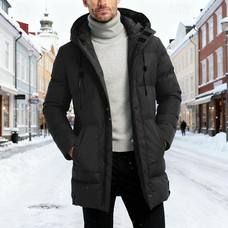 Per uomo Cappotto Invernale Giacca imbottita Imbottito Tasca Poliestere All'aperto Casuale Quotidiano Lungo Moda Streetwear Casual Calore Termico Inverno Tinta unica Nero Verde militare Grigio Piumino del 2026 a $53.99 –P3