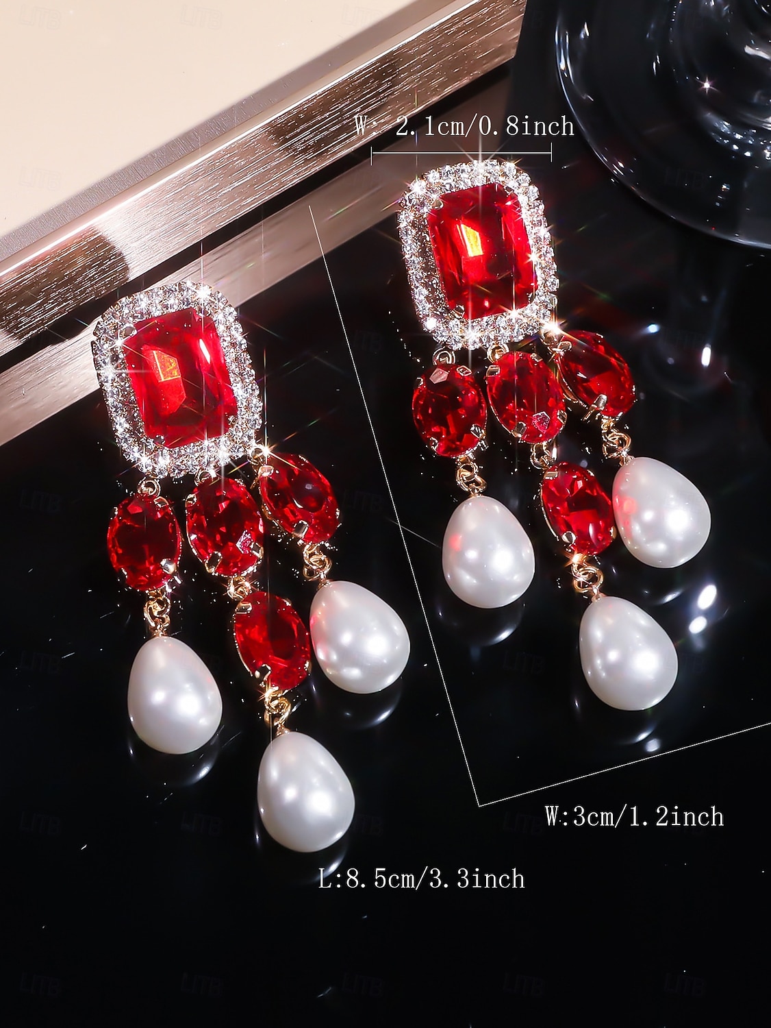 женские серьги-подвески из кристаллов и жемчуга — гламурные эффектные серьги-подвески со стразами для вечеринок, свадеб или вечерних мероприятий 2026 - $14.99 –P2