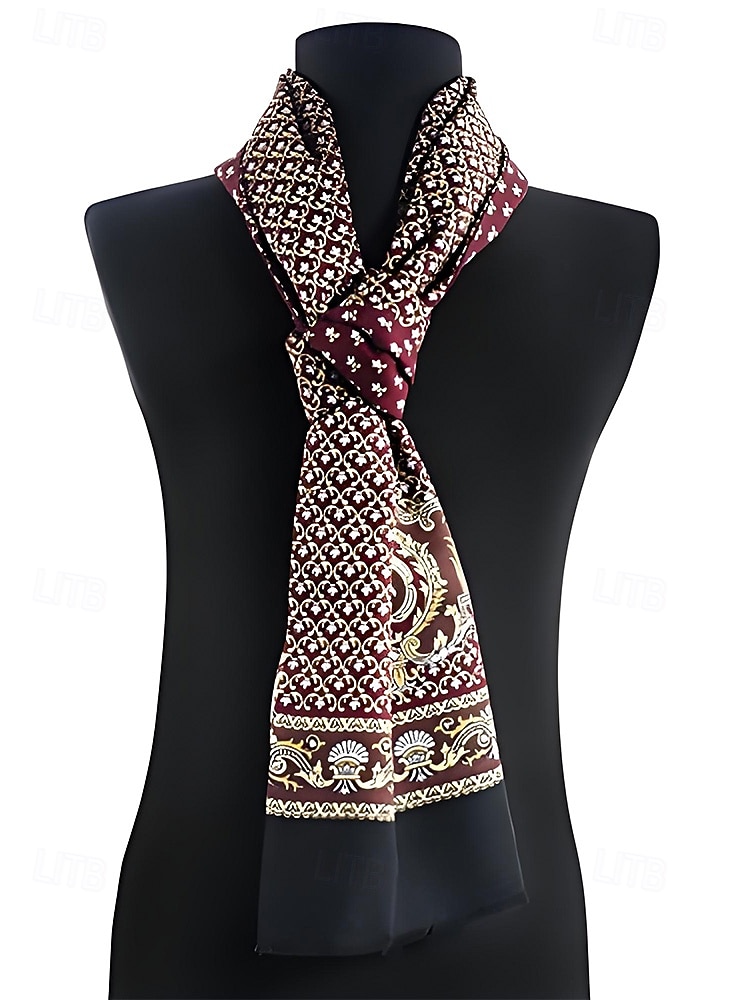 Eșarfă bărbătească din poliester cu imprimeu floral paisley – design elegant, opțiuni multiple de culoare pentru ocazii formale și casual 2026 - $14.99 –P5