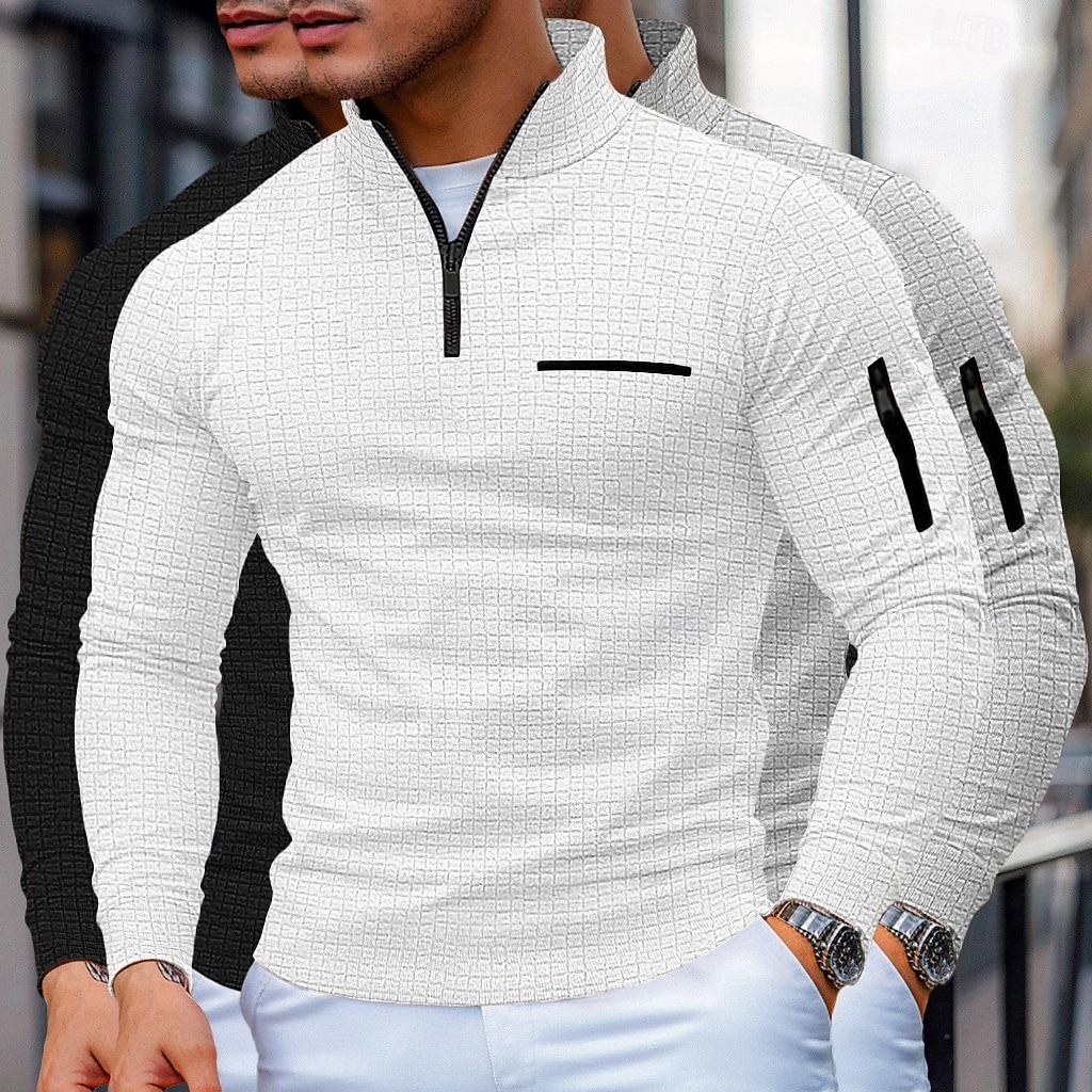 Ανδρικά Βάφλα Πόλο Μπλουζάκια Pullover Αθλήματα & Ύπαιθρος Causal Ζιβάγκο Τρίμηνο φερμουάρ Μακρυμάνικο Μοντέρνα Άνετο Συνδυασμός Χρωμάτων Με Υφή 3 τεμάχια 2026 - $53.99 –P1