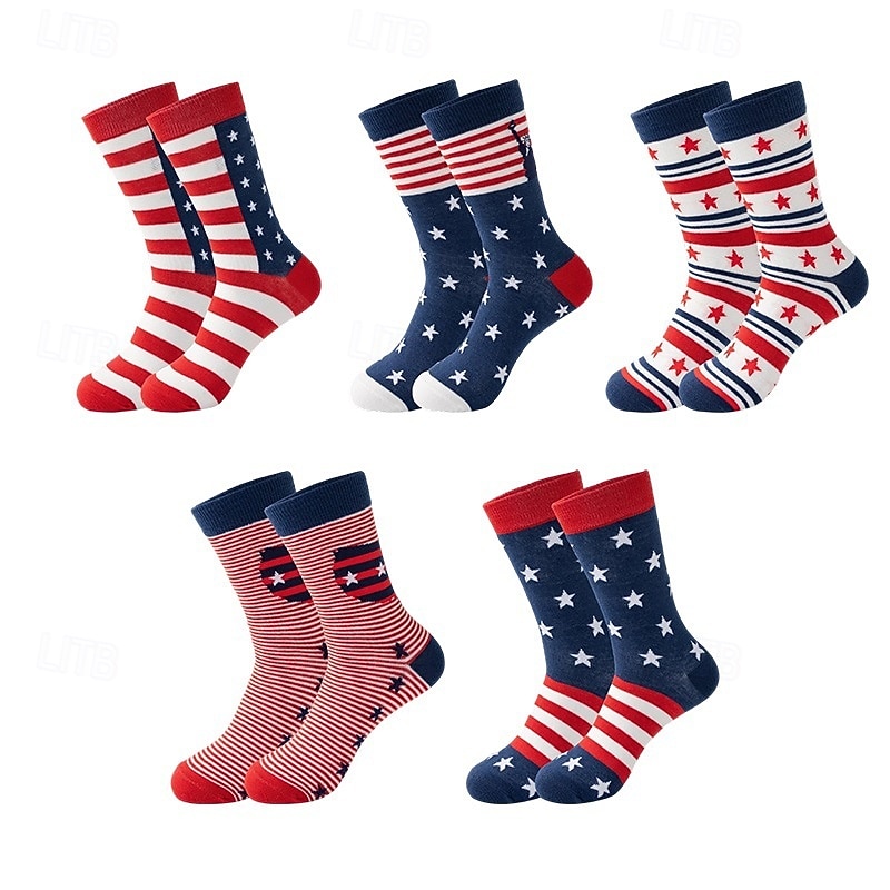 Calzini a metà polpaccio con design a stelle e strisce della bandiera americana per il 250° anniversario degli Stati Uniti, comodi calzini in cotone per uomo e donna, ispirati alla bandiera americana per un look casual. del 2026 a $11.49 –P1