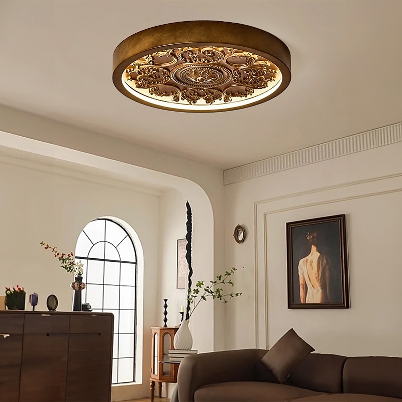 Luminária de teto LED moderna de embutir, com design francês esculpido, feita de resina, ideal para quarto, cozinha, sala de jantar e escritório. de 2026 por $192.99 –P1