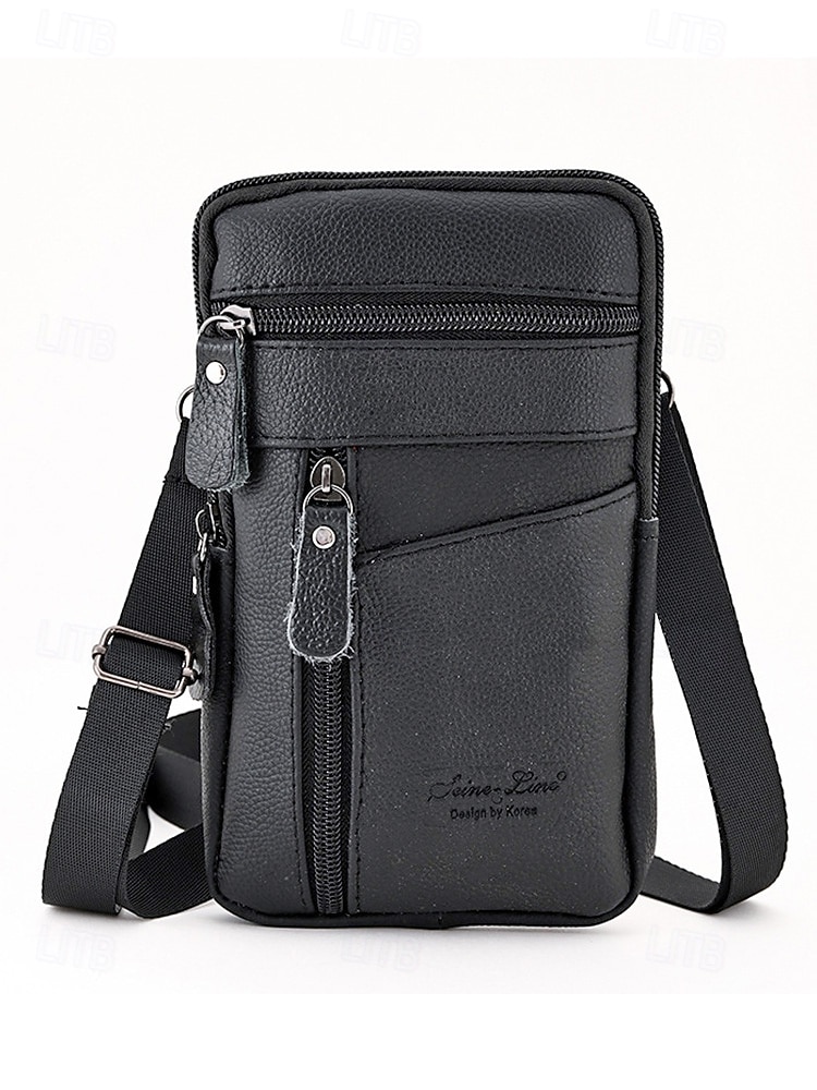 Herren-Umhängetasche und Gürteltasche aus echtem Leder – vielseitig einsetzbar, stilvolles Design, strapazierfähig, in verschiedenen Farben erhältlich, für Alltag und Reisen 2026 - $11.99 –P5