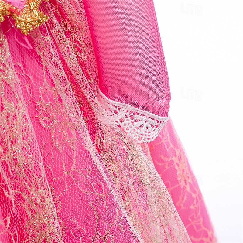 Vestido de festa infantil feminino para a Semana do Livro 2026, com estampa floral, manga longa, para ocasiões formais, apresentações e eventos especiais. Renda, estilo princesa, maxi, para uso diário, com modelagem evasê e tule. Disponível nas cores rosa de 2026 por $34.99 –P7