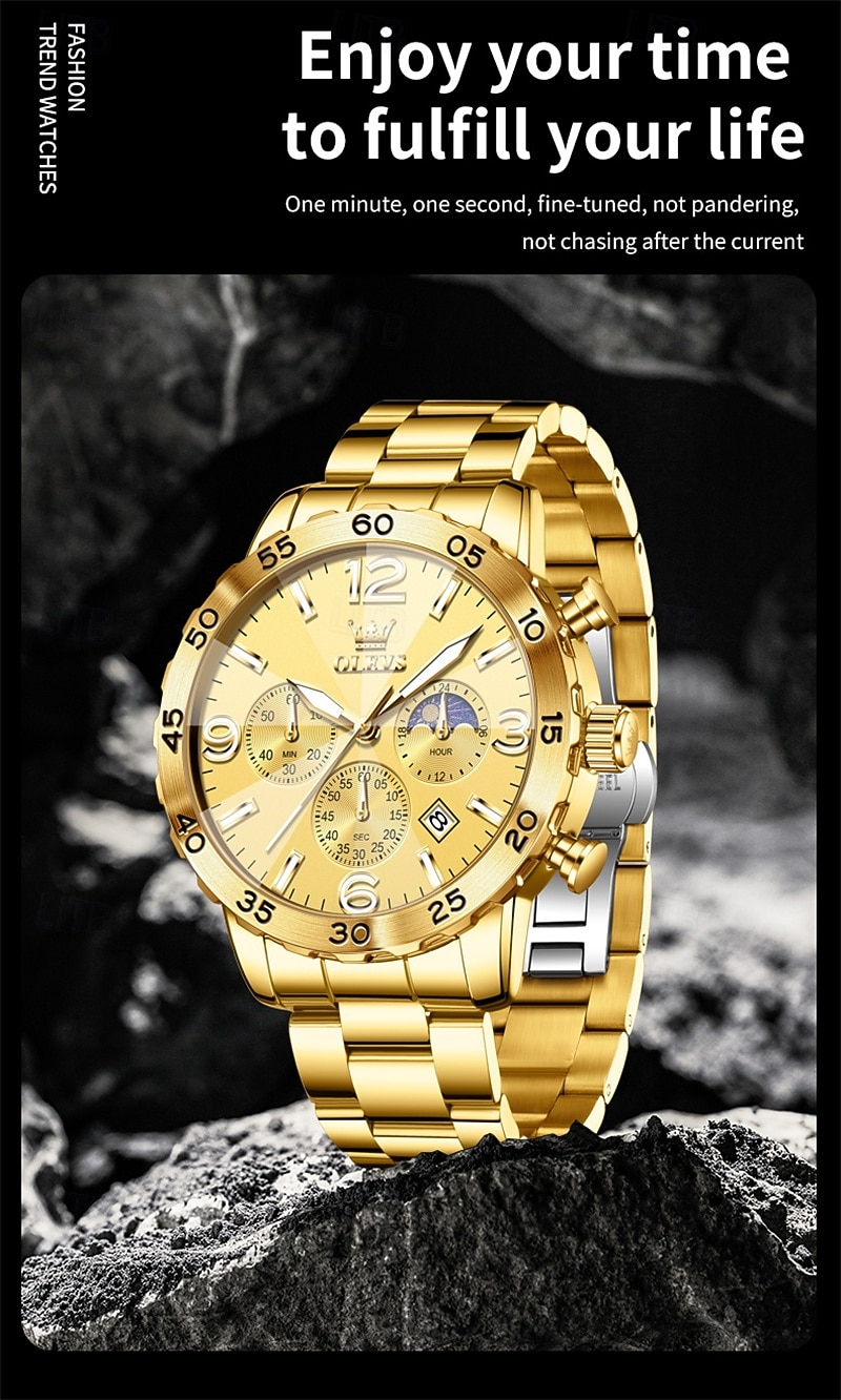 The New Olevs Men'S Business Watch Features A Luminous Moon Phase Calendar Small Three-Hand Multi-Functional Digital Large Dial Quartz Watch Which Is A Fashionable Casual Waterproof And Sporty Me 2025 - $34.99 –P13