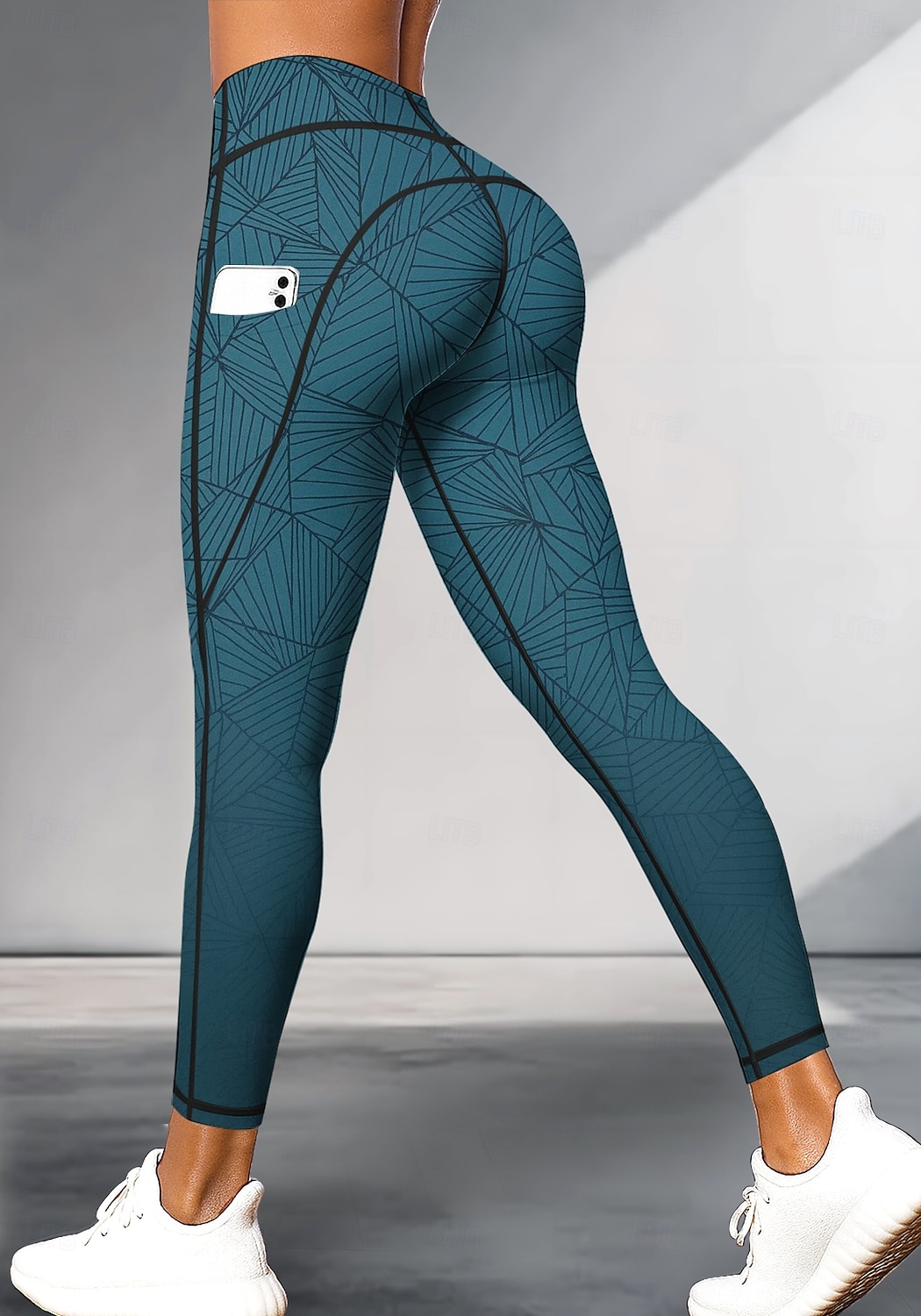 Women's pilates leggings fitness pants Casual leggings Pockets Stamp Duty Patchwork Pilates Gym Gym Workout Pants Tights Leggings Color Gradient Abstract Geometry Jade Sports Activewear High 2025 - $20.99 –P1