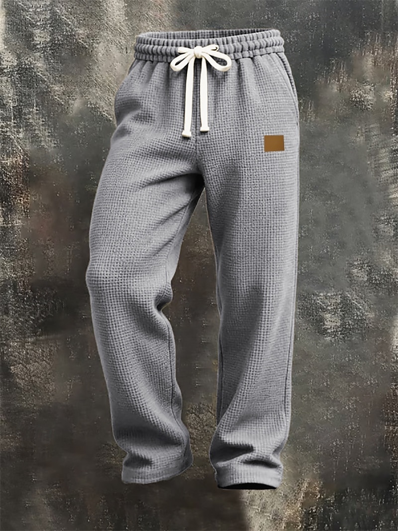 Homens Calças Esportivas Calças Calça Waffle Com Cordão Bolsos Cintura elástica Tecido Conforto Diário Esportes Moda Casual Marron Escuro Preto Micro-Elástica de 2026 por $22.99 –P7