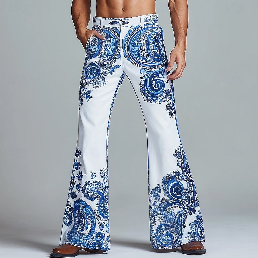 Homens Estampado Cashemere Estampa floral Étnico Calças Calças Discoteca Calça boca de sino dos anos 60 e 70 Cintura Média Vintage retrô Ao ar livre Festa Casual Bolsos laterais Calças boca de sino de 2026 por $29.99 –P1