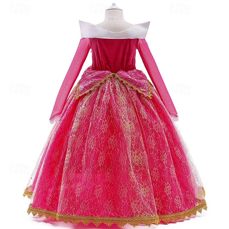 Vestido de festa infantil feminino para a Semana do Livro 2026, com estampa floral, manga longa, para ocasiões formais, apresentações e eventos especiais. Renda, estilo princesa, maxi, para uso diário, com modelagem evasê e tule. Disponível nas cores rosa de 2026 por $34.99 –P3