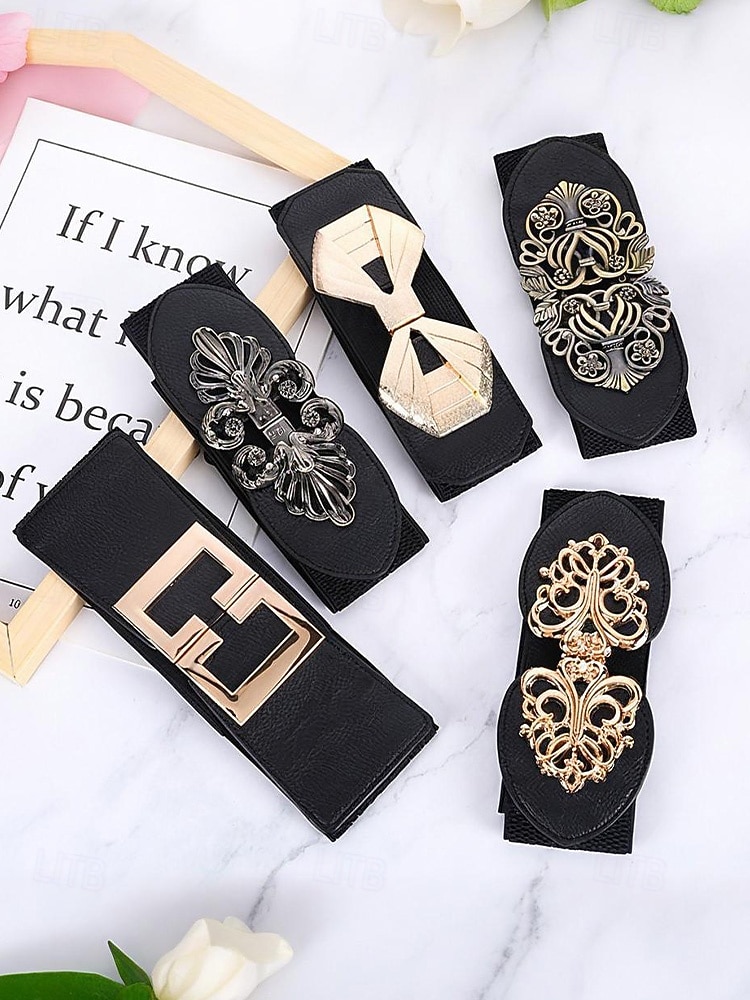 Cinturón elástico para mujer con hebilla de aleación – elegante material de poliéster, ajuste regulable – perfecto para vestidos, atuendos casuales y formales 2026 - $11.99 –P4