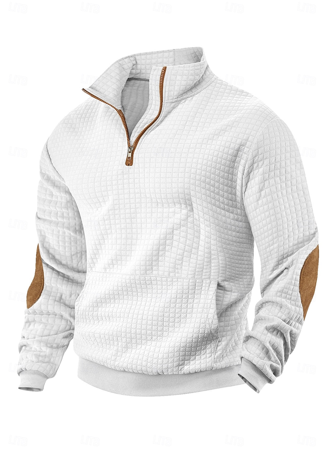 Herren Zip Up Sweatshirt Waffel-Sweatshirt Pullover Schwarz Weiß Marineblau Khaki Dunkelgray Halber Reißverschluss Einfach Reißverschluss Tasche Arbeit Sport & Outdoor Lässig ohne Druck Aktiv Vintage 2026 - $28.99 –P14