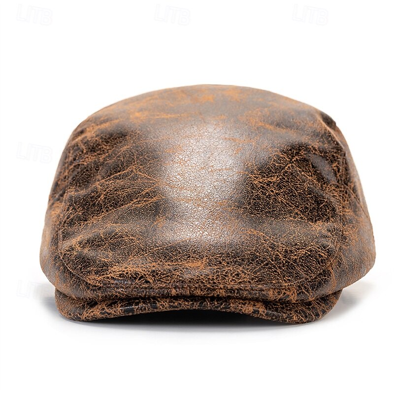 Men's Flat Cap Ascot Hat Newsboy Hat Black Coffee PU Leather Fashion Casual Street Daily Plain Adjustable Sunscreen Breathable 2026 - $11.49 –P2